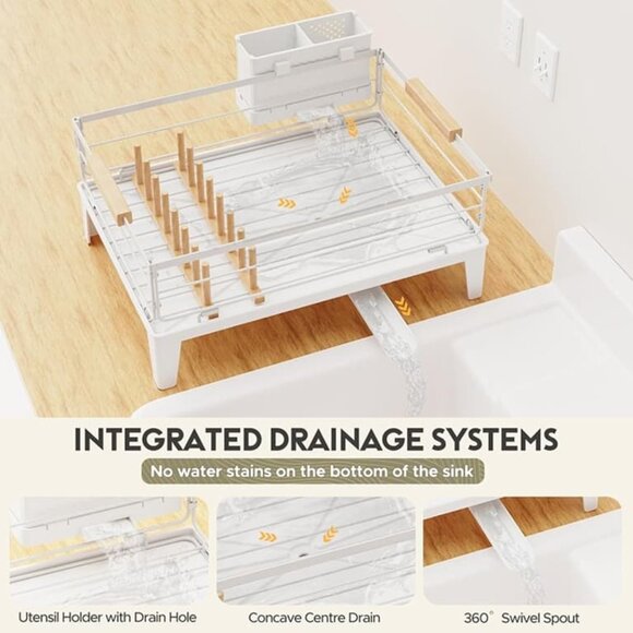 New Dish Drying Rack for Kitchen Counter Decor with Drainboard Auto-Drain - Picture 3 of 8